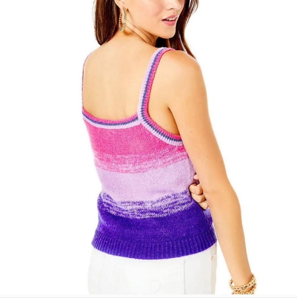 Lilly Pulitzer Tessalynn Pink & Purple Cardigan w/ Matching Tank Top Set - Picture 3 of 16